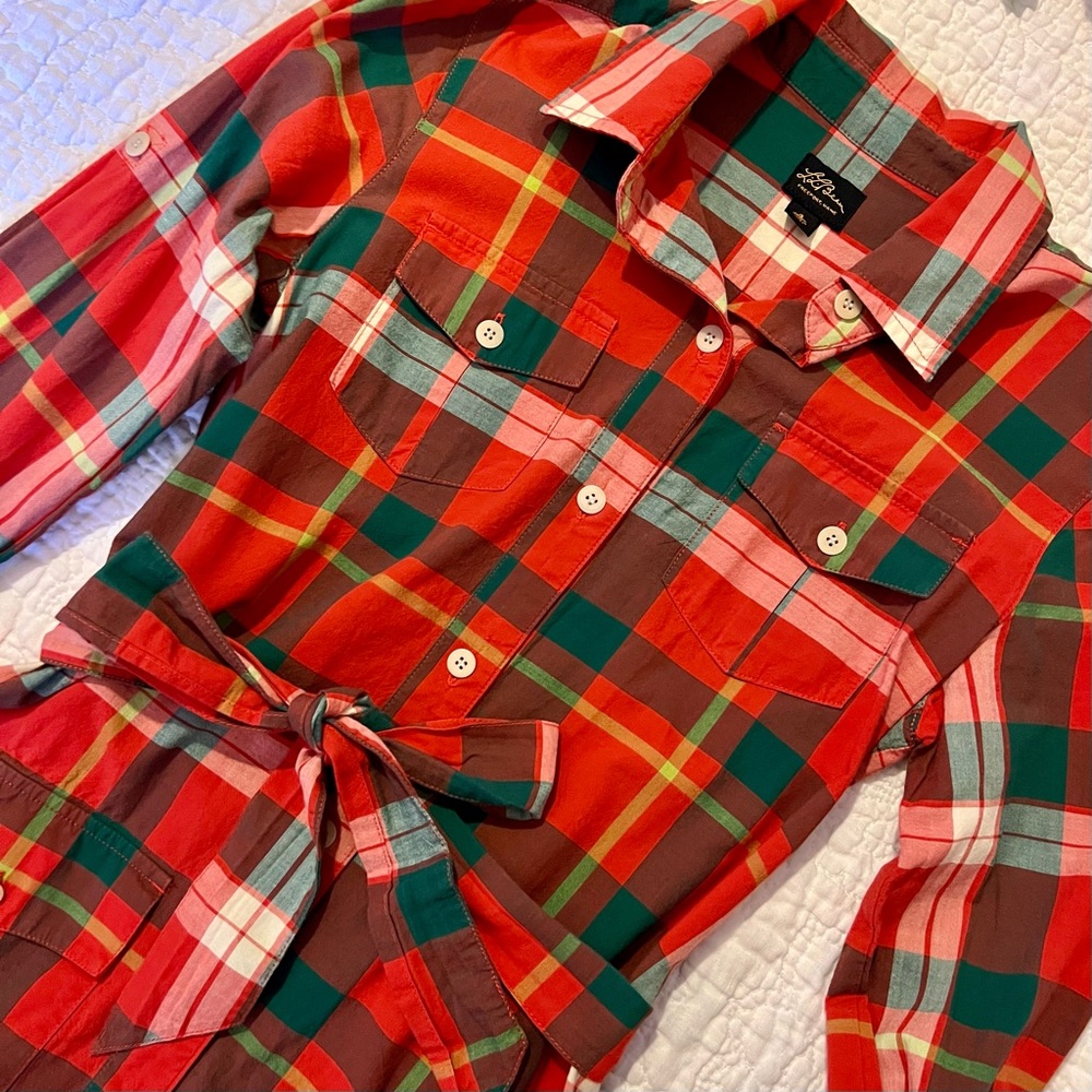 RAREE L.L. Bean Signature Madras Plaid Camp Shirt Dress